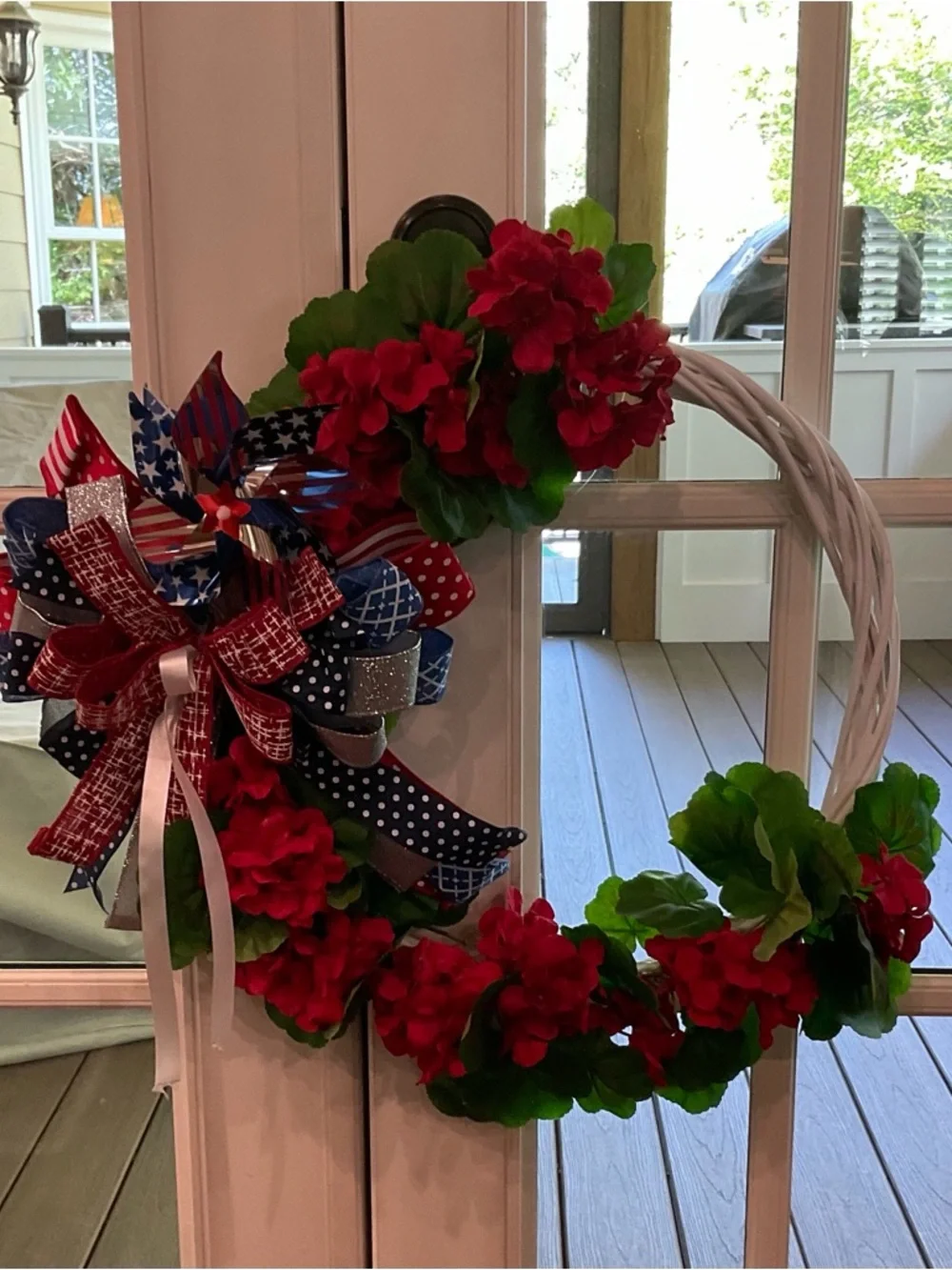 Patriotic Red Floral Holiday Wreath by